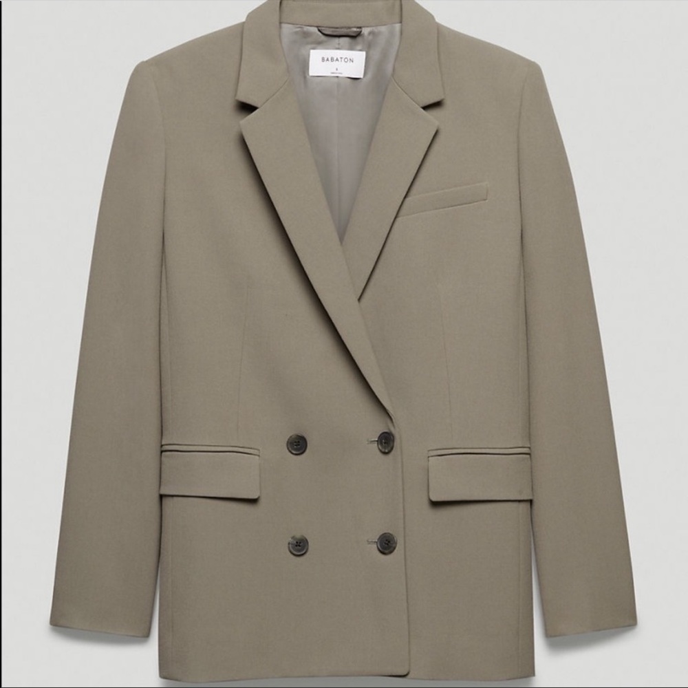 Babaton Watson Blazer Double Breasted Gray Relaxed Fit Aritzia Neutral Size XS - Picture 14 of 16